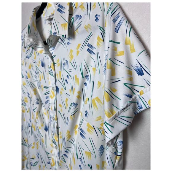 Sears Women's Vintage Perma-Prest Short Sleeve Button Up Abstract Blouse Size 42 - Picture 6 of 9